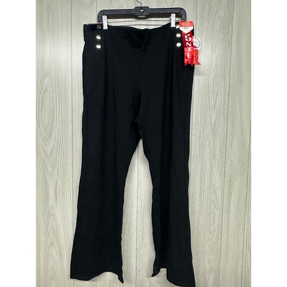 Maze Collection Black Ponte Pants Size 3X Button Detail Flare Leg - Picture 2 of 9